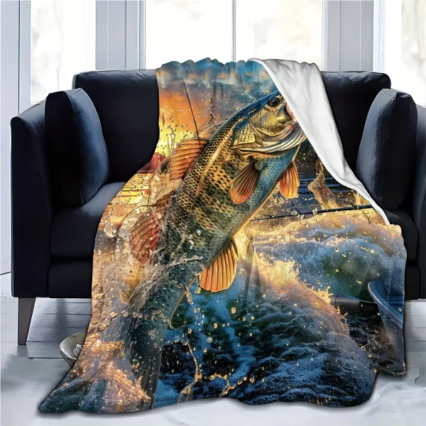 Lodge Style Fishing Enthusiast  Flannel Fleece Throw Blanket
