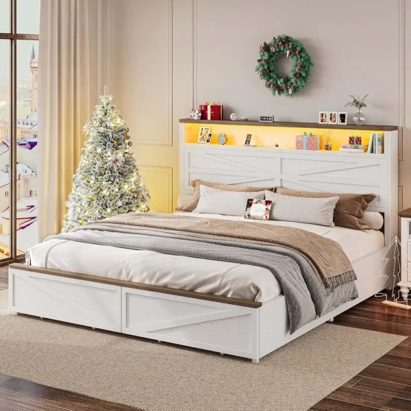 Farmhouse King Full Size Bed Frame