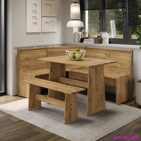 Farmhouse Solid Wood Corner Dining Set