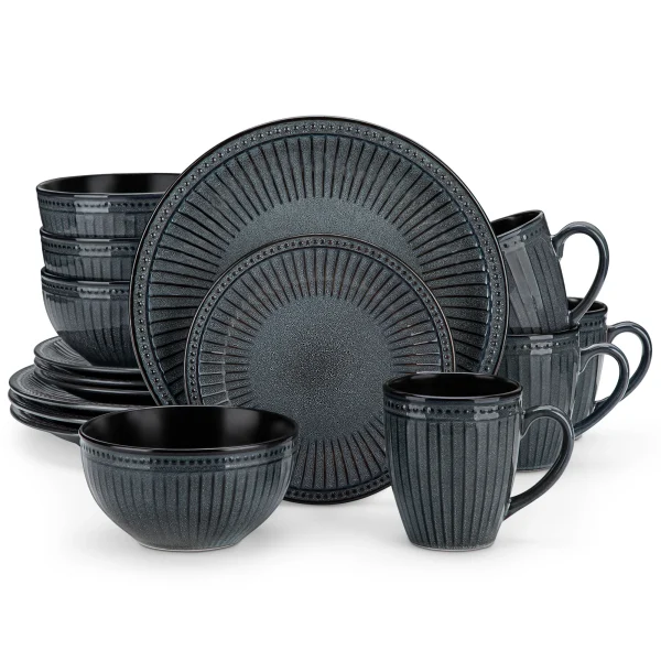 16/32 Piece Relief Ceramic Plates Set