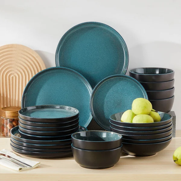 18/24 Piece Ceramic Plate Stoneware Dinnerware Set