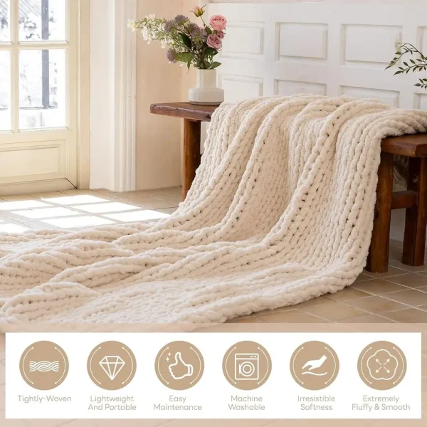 Luxurious Soft 50x60 Cozy Chunky Knit Throw Blanket