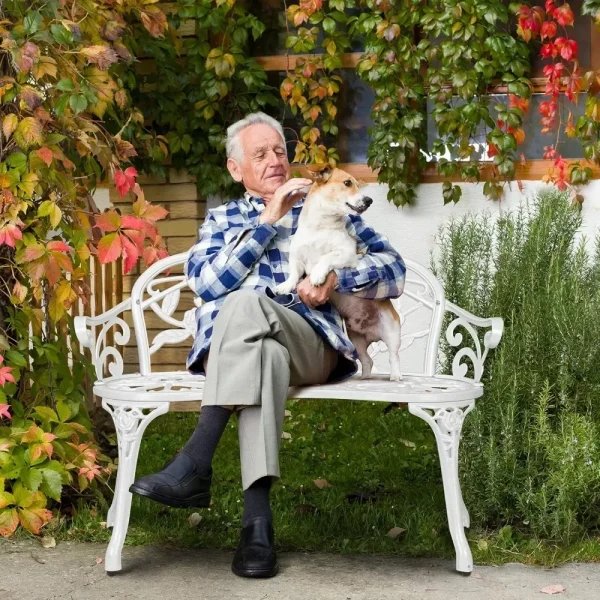 Patio Park Garden Outdoor Metal Rose Bench